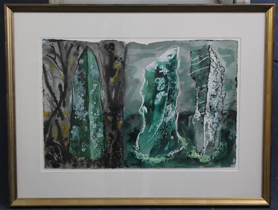 § John Piper (1903-1992) Two Standing Stones in Dyfed, 15.25 x 23in.